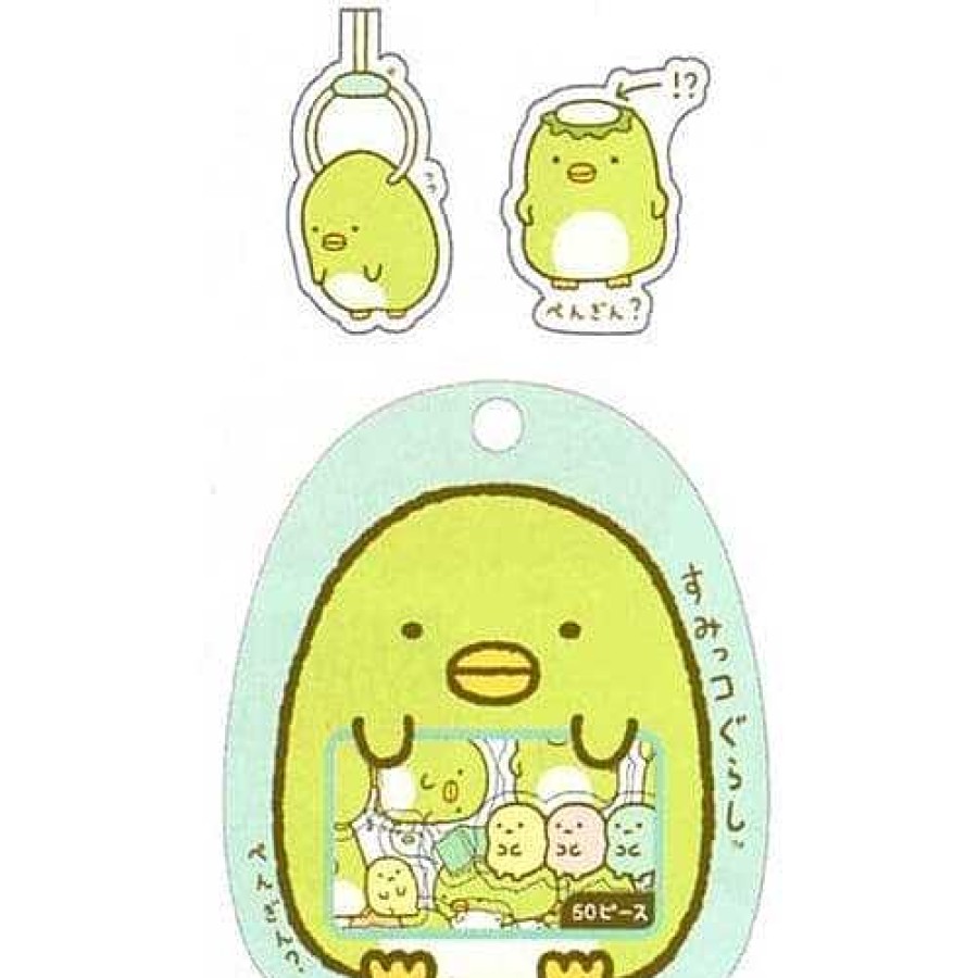 Stationery Kawaii Import San-X Stickers & Washi | San-X Sumikko Gurashi "Things In The Corner" 50-Piece Sticker Sack: Penguin Kappa?