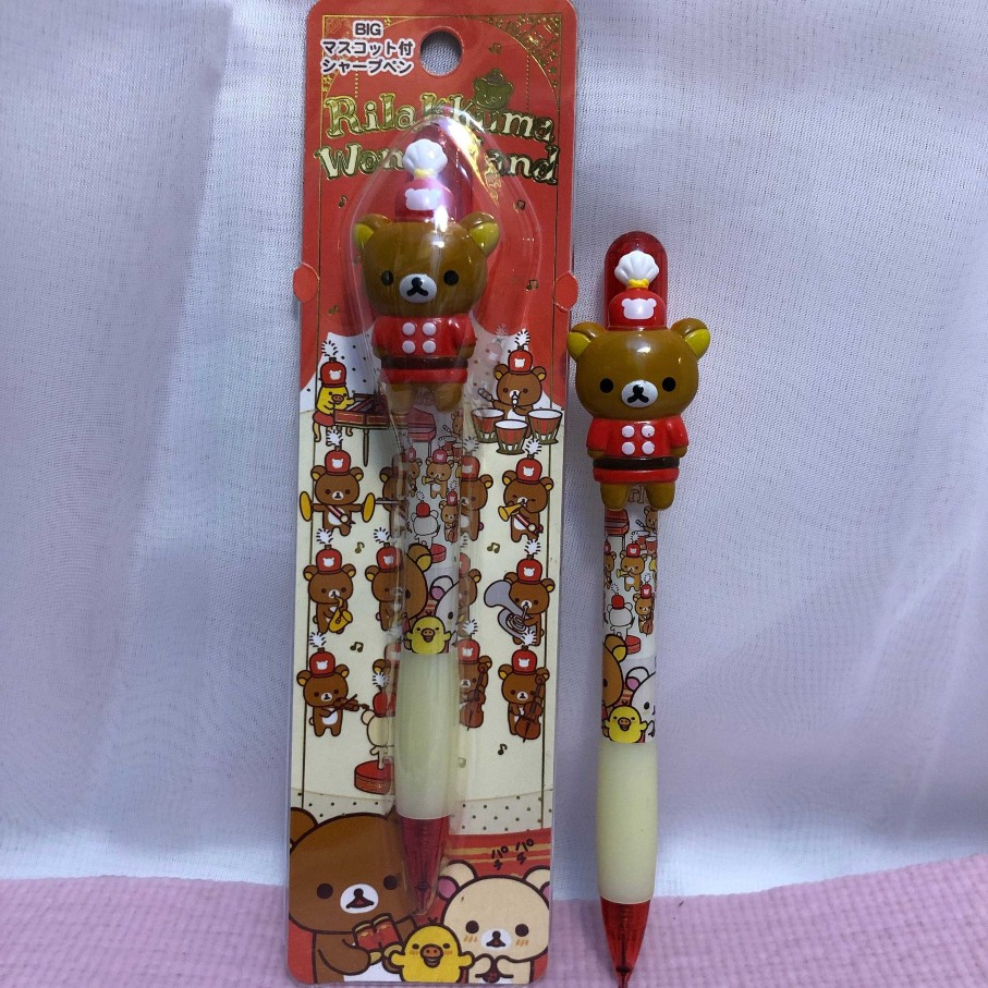 Stationery Kawaii Import Pencils | San-X Rilakkuma Wonderland Mechanical Pencil With Mascot: Relax Bear In Marching Band