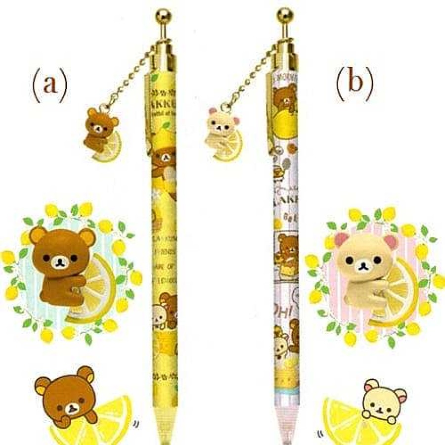 Stationery Kawaii Import Pencils | San-X Rilakkuma Lemon Mechanical Pencils With Dangly Charms