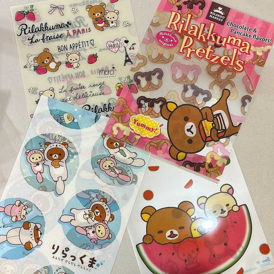 Stationery Kawaii Import | Rilakkuma Vinyl A4 File Folders 4-Packs