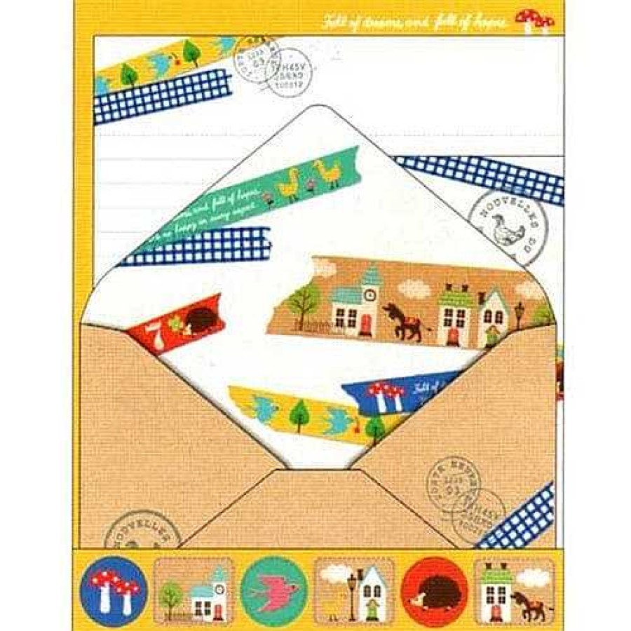 Stationery Kawaii Import Letter Sets | Crux Masking Tape Country Letter Set With Seal Stickers