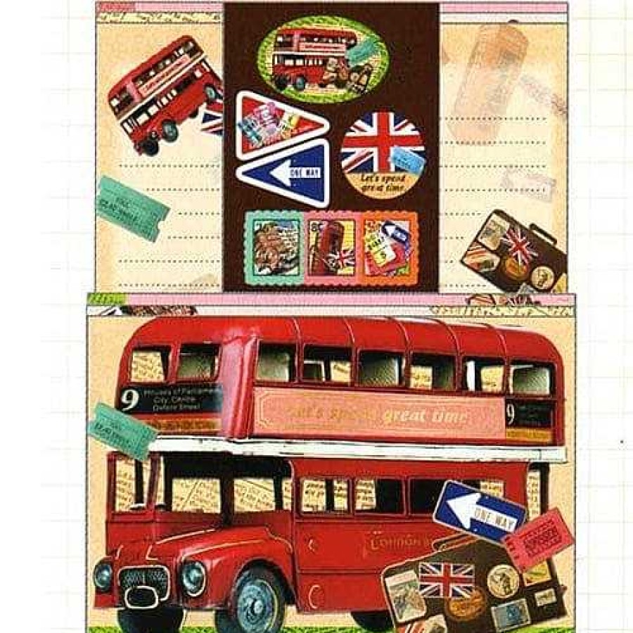 Stationery Kawaii Import Letter Sets | Q-Lia London Bus Routemaster Heritage Route #9 Triple Letter Set With Seal Stickers