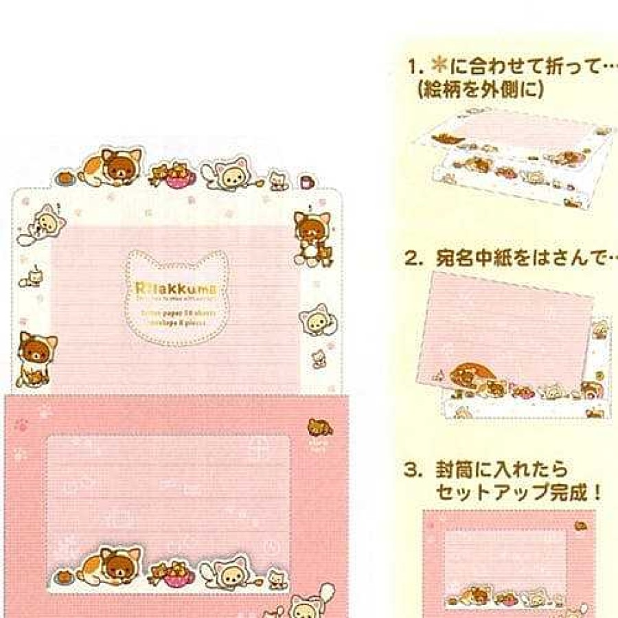 Stationery Kawaii Import Letter Sets | San-X Rilakku Cat Die-Cut Letter Set