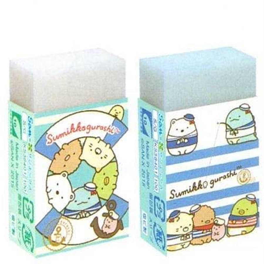 Stationery Kawaii Import Erasers | San-X Sumikko Gurashi "Things In The Corner" Marine Style Erasers: Complete 2-Piece Set (2015)