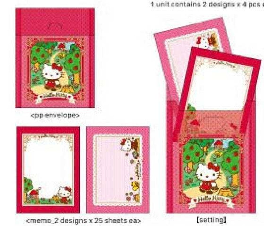 Stationery Weactive Memos | Hello Kitty Apple Forest & Tea Party Memo In A Plastic Holder