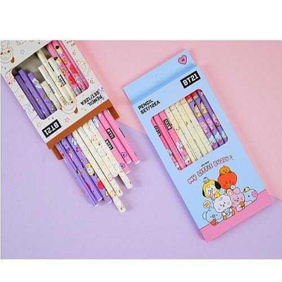 Stationery BeeCrazee Lead Pencils | Bt21 My Little Buddy 12 Piece Pencil Set