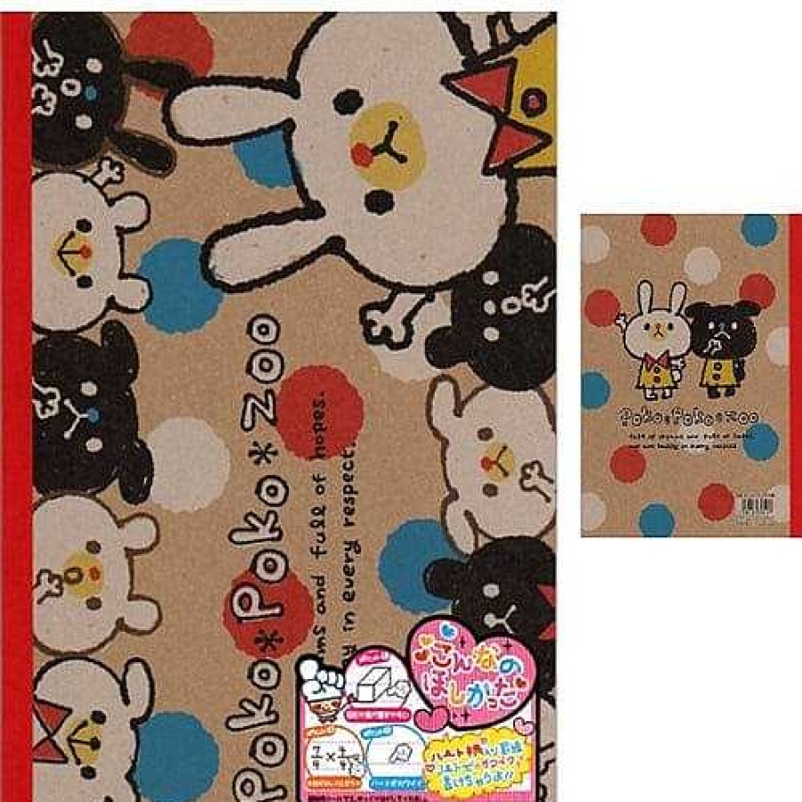 Stationery Kawaii Import Lined Notebooks | Crux Poko Poko Zoo B5 Ruled Notebook