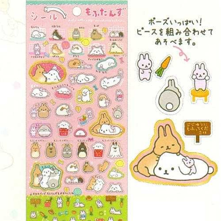 Stationery Kawaii Import San-X Stickers & Washi | San-X Mofutans Mochi Bunnies Clear Stickers With Metallic Accents: 3