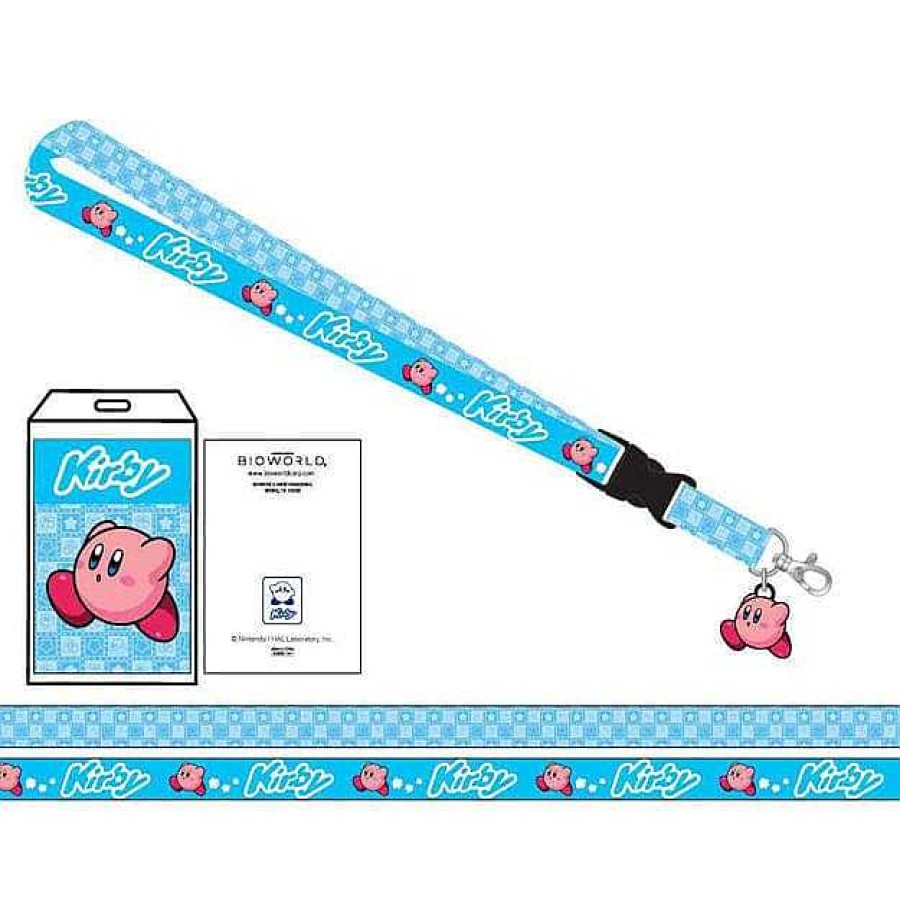 Styles BioWorld Keychains & Lanyards | Kirby The Pink Puff Rubber Charm Lanyard