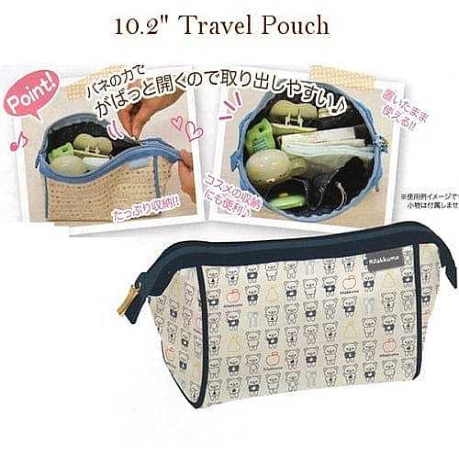 Styles Kawaii Import Makeup Pouches | San-X Rilakkuma Relax Bear 10.2" Canvas Travel Pouch: (B)