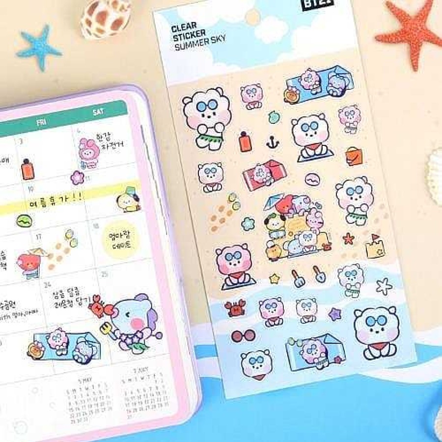 K-Pop BeeCrazee | Bt21 Minini Summer Sky Clear Stickers