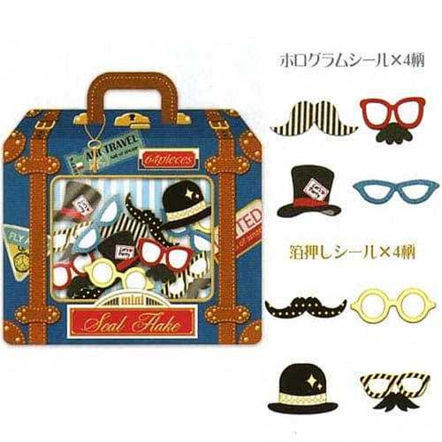 Stationery Kawaii Import Sticker Flakes | Crux Mustache Gentlemen 64-Piece Sticker Sack