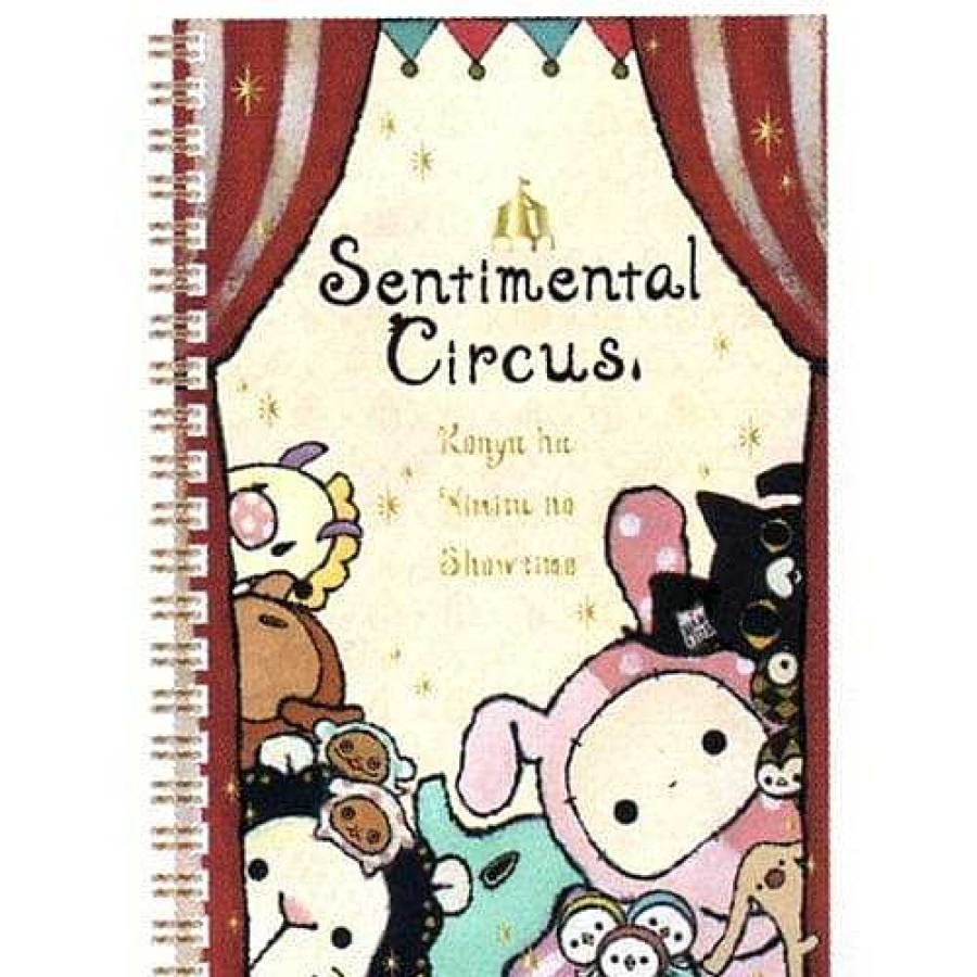 Stationery Kawaii Import Spiral Notebooks | San-X Sentimental Circus B6 Hard Cover Spiral Notebook: Curtain