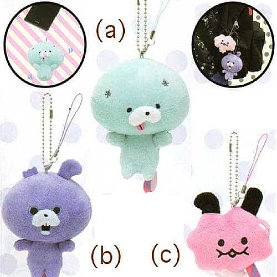 Styles Kawaii Import Bag Charms | San-X Zombbit 3.7" Plush Mascot With Accessory Strap & Key Chain