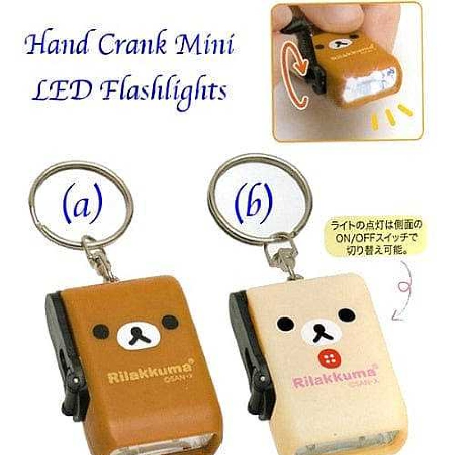 Styles Kawaii Import Keychains & Lanyards | San-X Rilakkuma Mini Hand Crank Led Flashlight Key Chain: Little Bear