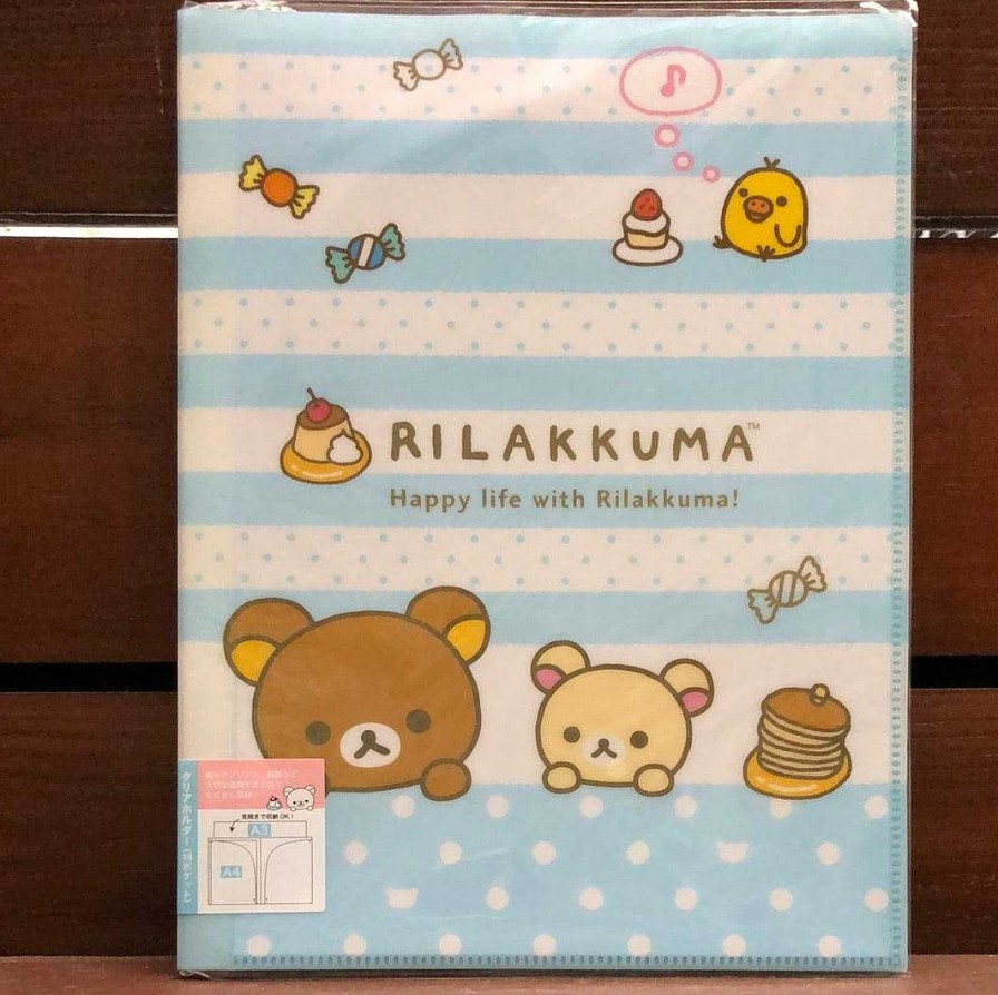 Stationery Kawaii Import | Blue Happy Life With Rilakkuma! 10-Pocket A4 Plastic File Folder