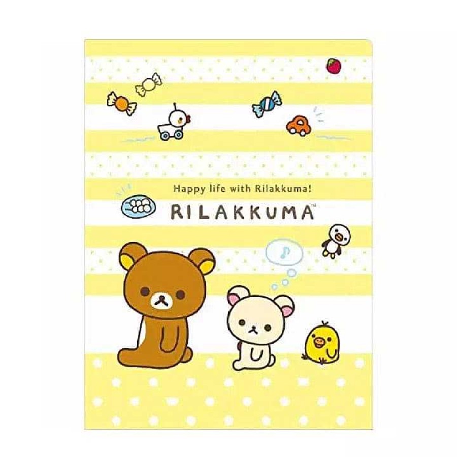 Stationery Kawaii Import | Yellow Happy Life With Rilakkuma! 10 Pockets A4 Plastic File Folder