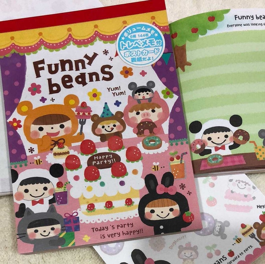 Stationery Kawaii Import Memos | Funny Beans Memo Pad With Post Card