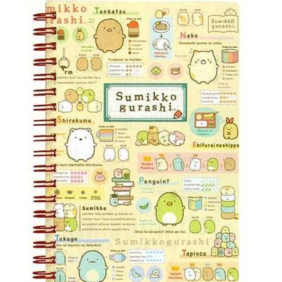 Stationery Kawaii Import Spiral Notebooks | San-X Sumikko Gurashi "Things In The Corner" B6 Spiral Notebook: Beige