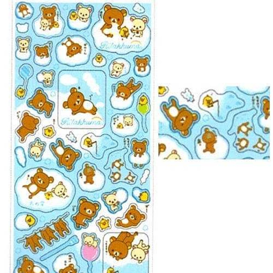 Stationery Kawaii Import San-X Stickers & Washi | San-X Rilakkuma Blue Sky Stickers: 1