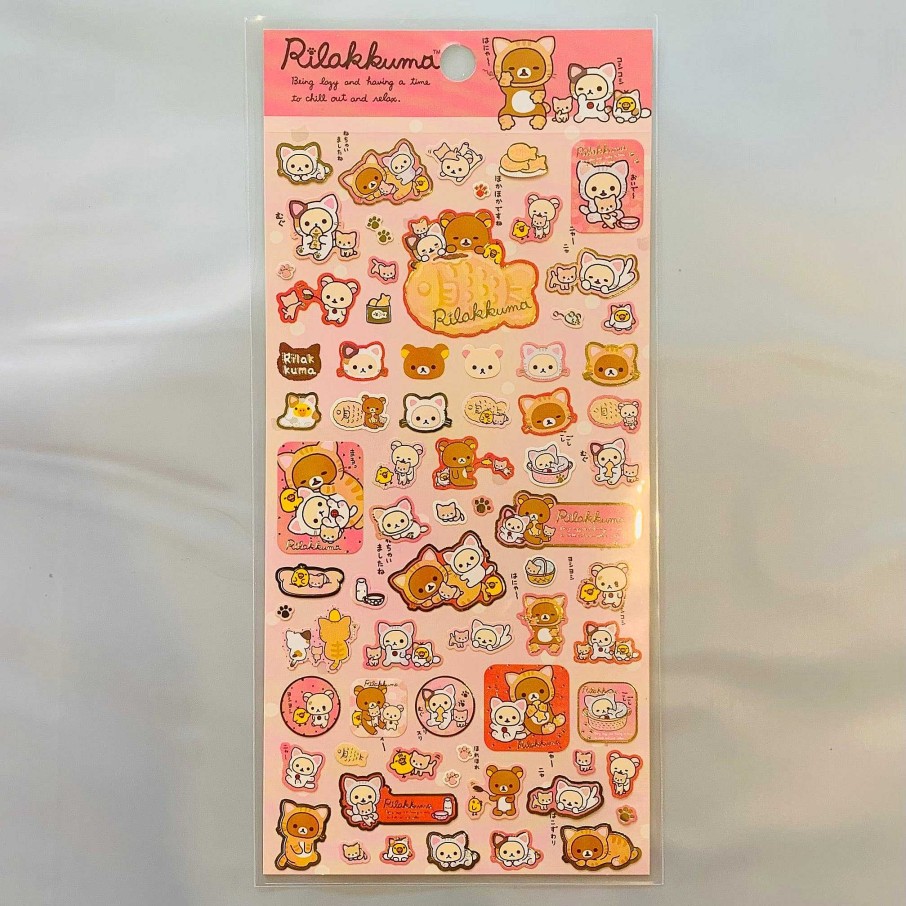 Stationery Kawaii Import San-X Stickers & Washi | Rilakkuma Rilakku Cat Stickers