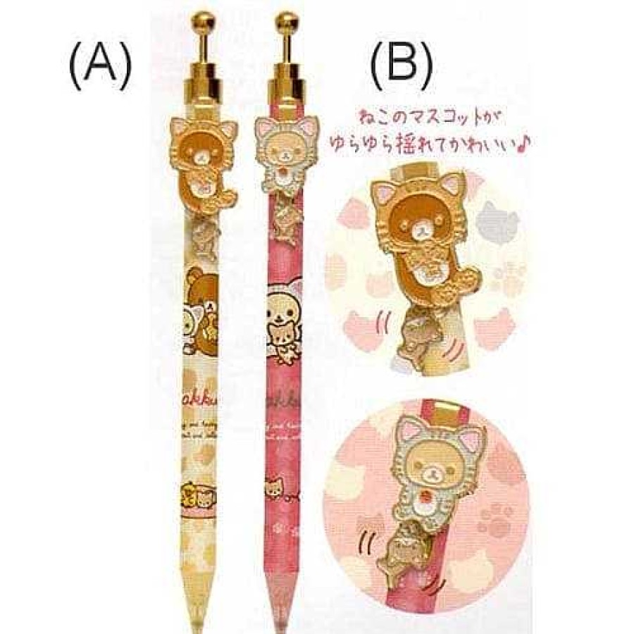 Stationery Kawaii Import Pencils | San-X Rilakku Cat Mechanical Pencils With Dangly Charms