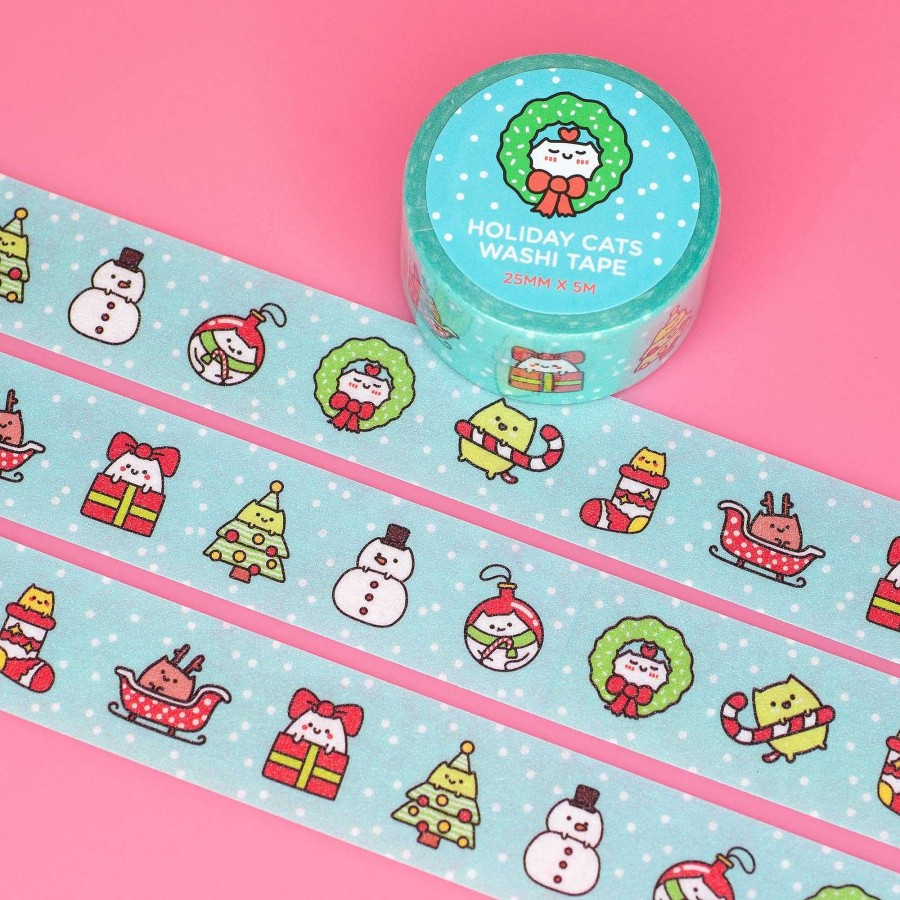 Stationery Robot Dance Battle Washi & Deco Tape | Holiday Cats Glitter Washi Tape