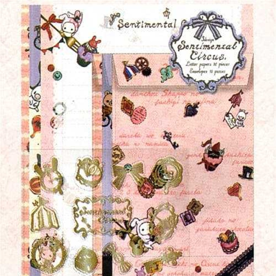 Stationery Kawaii Import Letter Sets | San-X Sentimental Circus Triple Letter Set With Seal Stickers