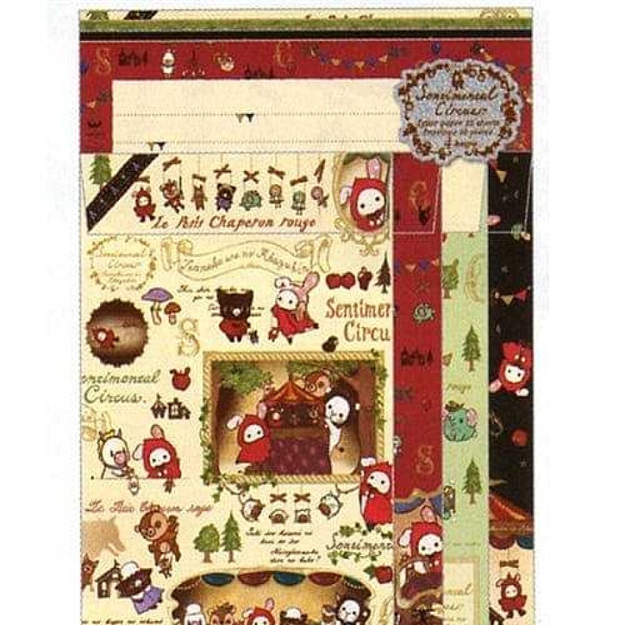 Stationery Kawaii Import Letter Sets | San-X Sentimental Circus Quad Letter Set: Little Red Riding Hood 2