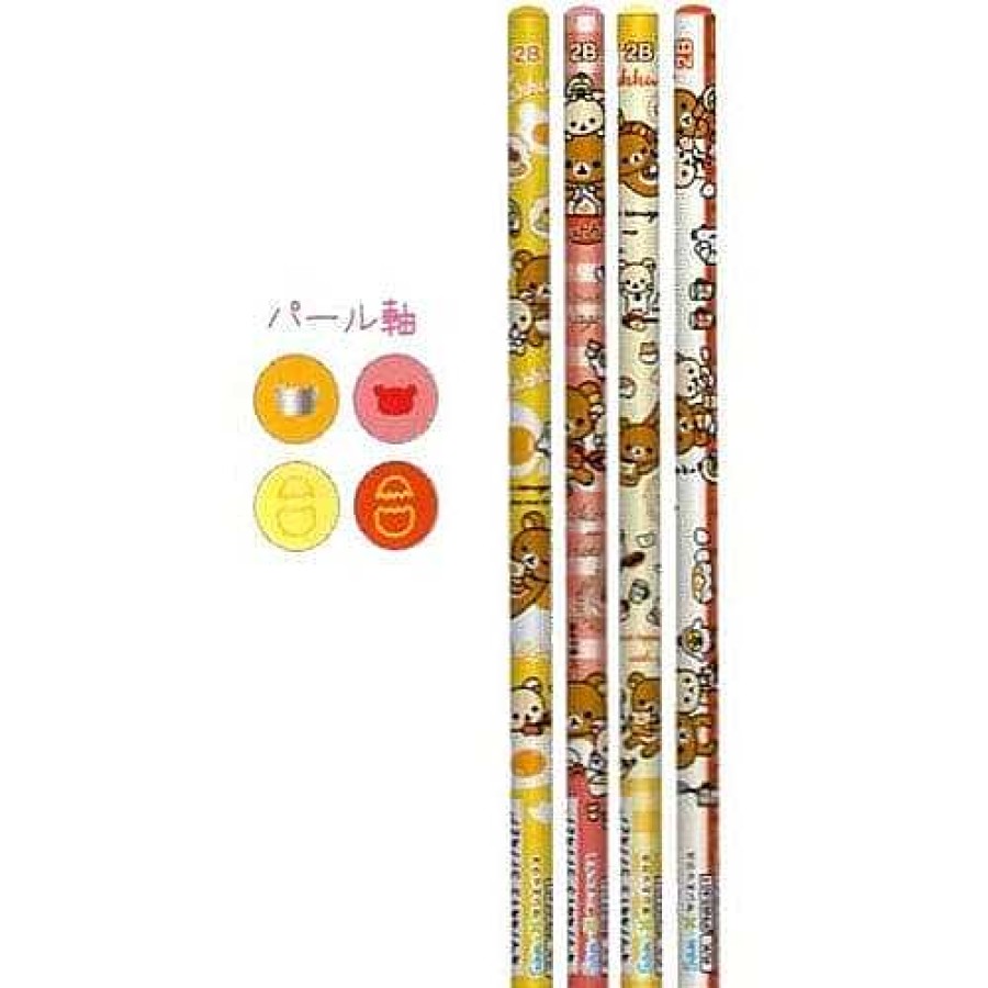 Stationery Kawaii Import Lead Pencils | San-X Rilakkuma Egg Kitchen 2B Lead Pencils: Complete 4-Piece Set (2012)