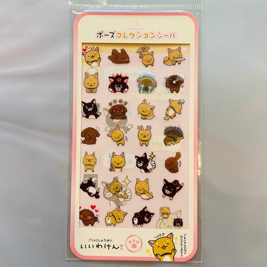 Stationery Kawaii Import San-X Stickers & Washi | San-X Iiwaken Shiba Inu Clear Plastic Stickers