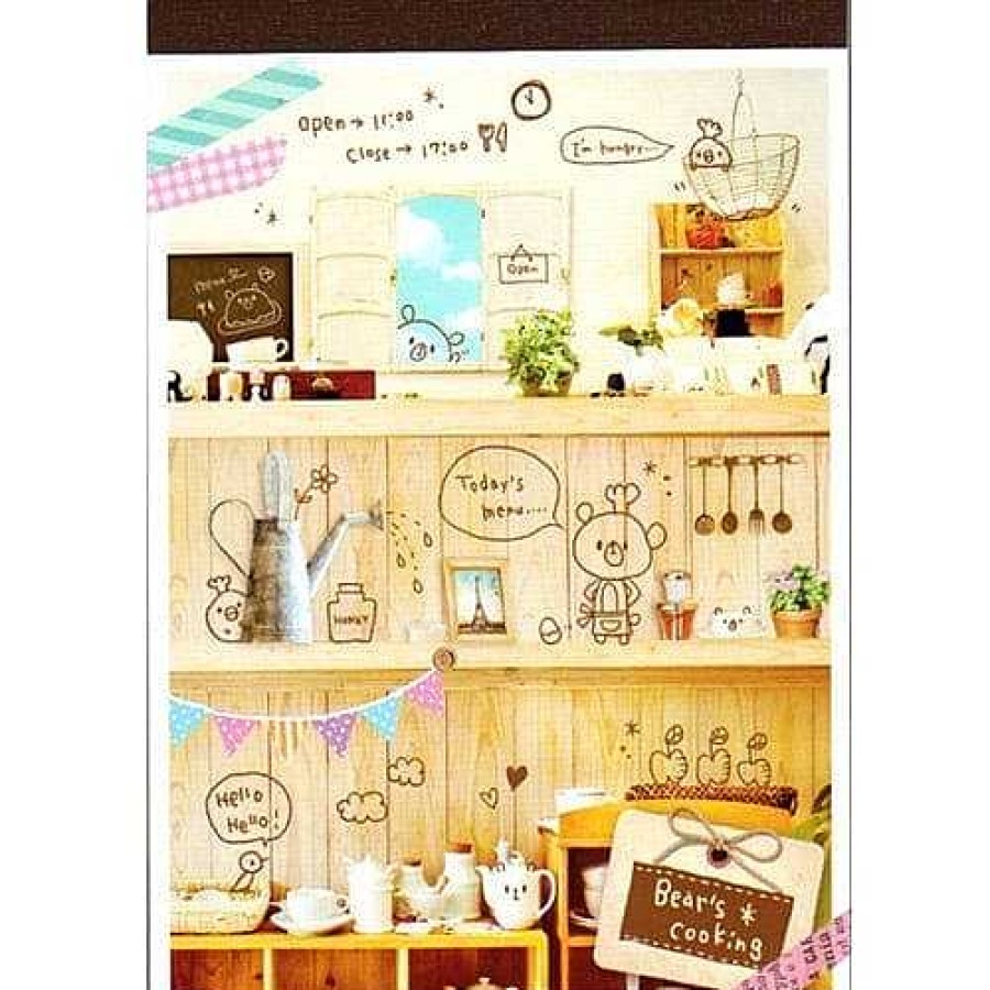 Stationery Kawaii Import Memos | Kamio Bear'S Cooking Memo Pad With Stickers