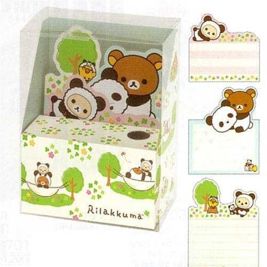 Stationery Kawaii Import Memos | San-X Rilakkuma Panda Bear Die-Cut Small Memo Box Set: White