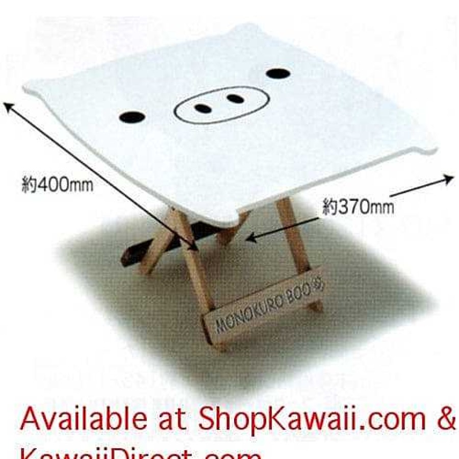 Homegoods Kawaii Import | San-X Monokuro Boo 15" Folding Table: White Piggy