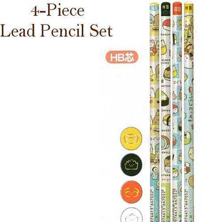 Stationery Kawaii Import Lead Pencils | San-X Sumikko Gurashi "Things In The Corner" Sushi House Hb Lead Pencils: Complete 4-Piece Set (2015)