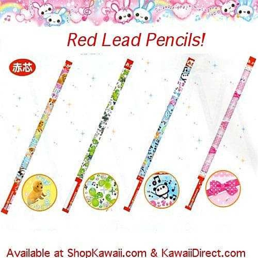 Stationery Kawaii Import Lead Pencils | San-X Friendly Mix Red Lead Pencils: 4-Piece Set