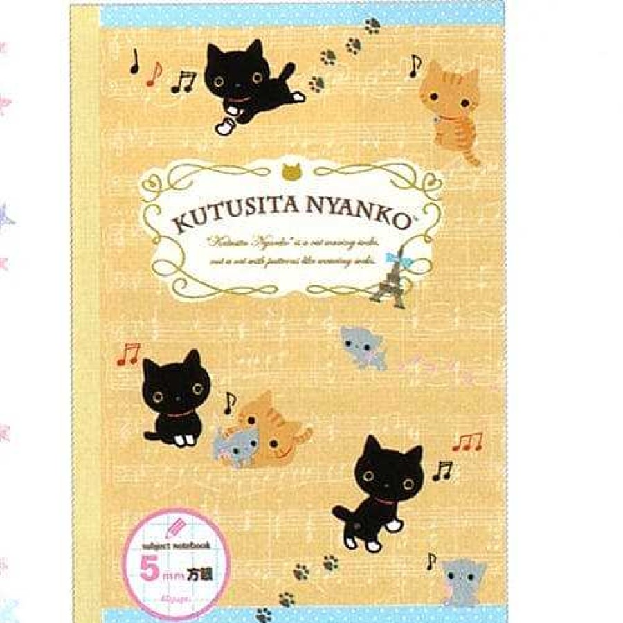 Stationery Kawaii Import Kanji Notebooks | San-X Kutusita Nyanko B5 Kanji Graph Notebook: Beige