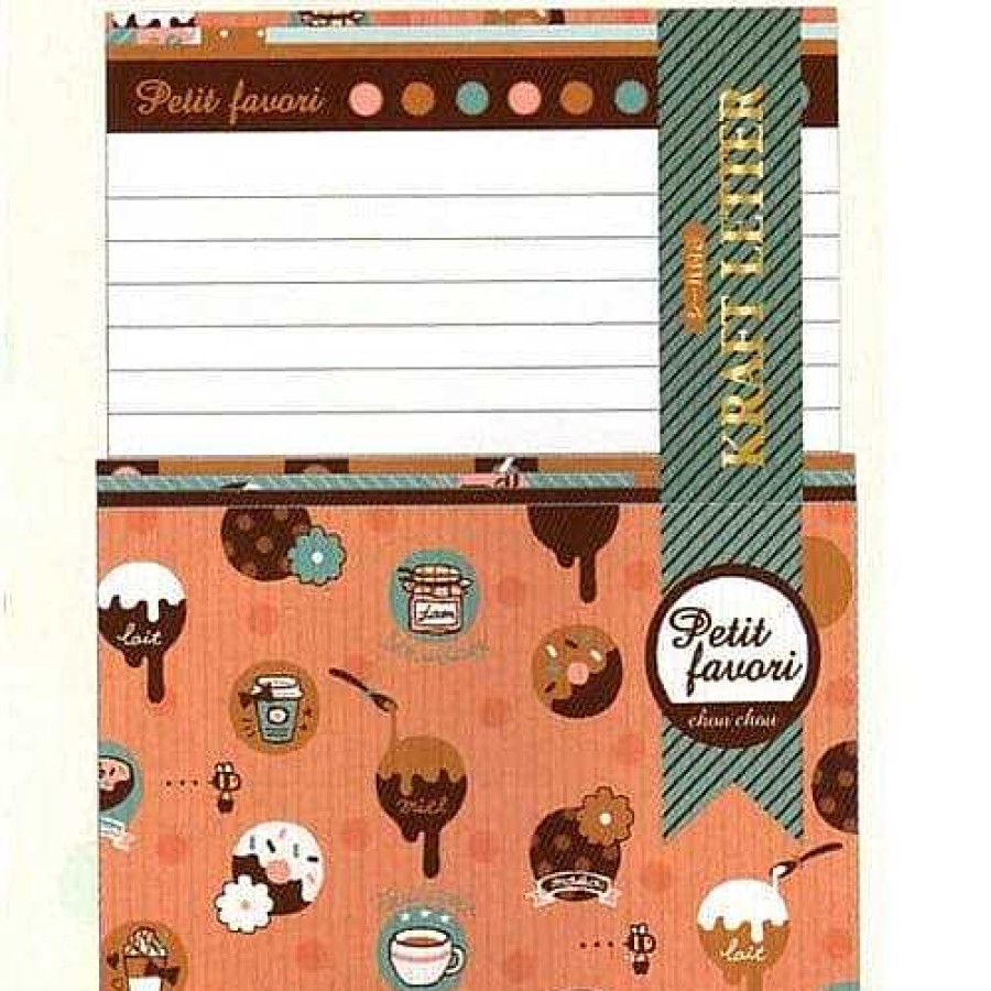 Stationery Kawaii Import Letter Sets | Q-Lia Petie Favori Kraft Quad Letter Set