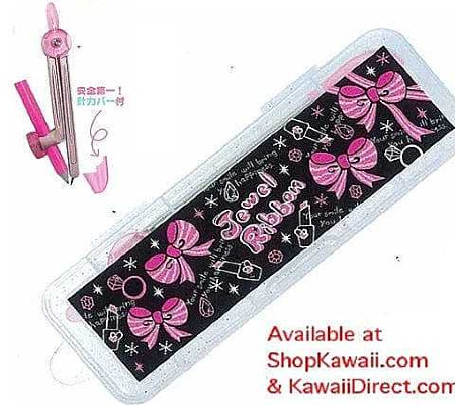 Stationery Kawaii Import | Kamio Compass With Case: Jewel Ribbon