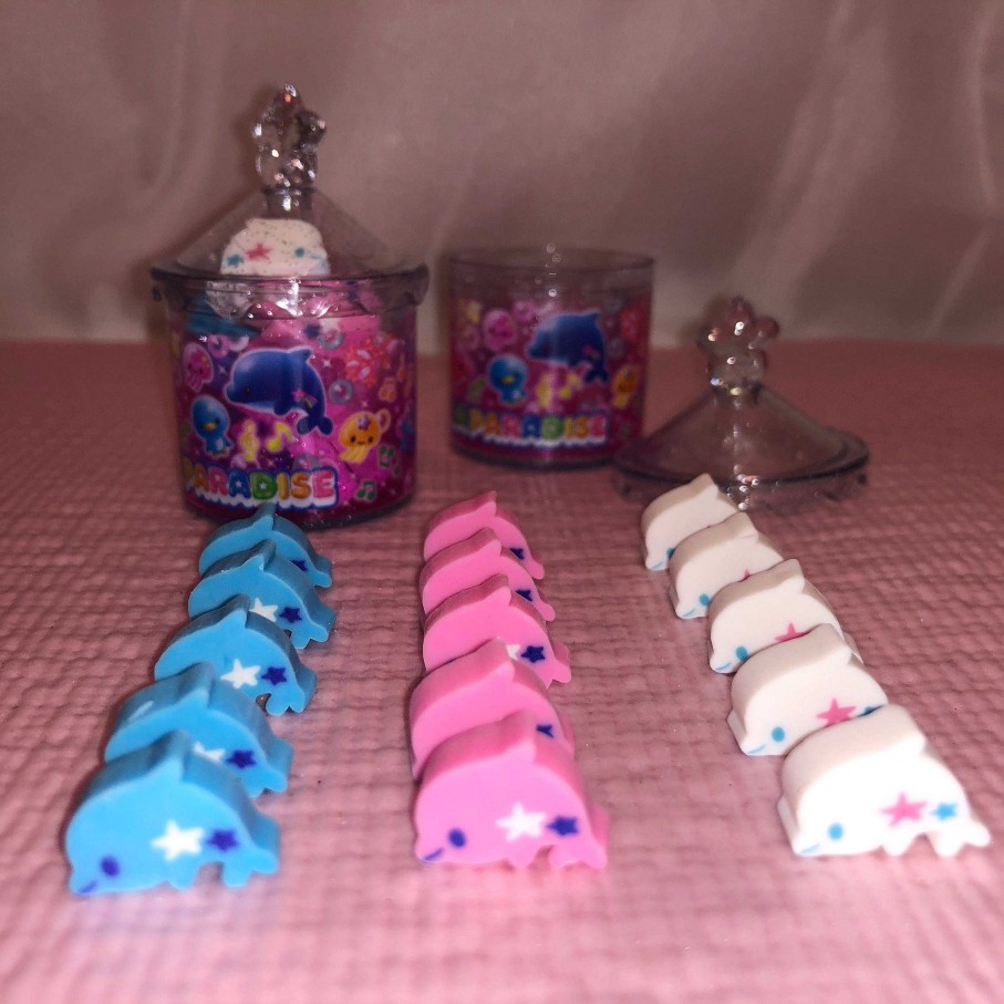 Stationery Kawaii Import Erasers | San-X Sea Paradise Mini Die-Cut Erasers & Container (2007)