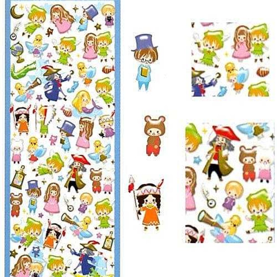 Stationery Kawaii Import Japanese Stickers | Kamio *Peter Pan* Fairy Tale World Clear Epoxy Sticker With Gold Accent