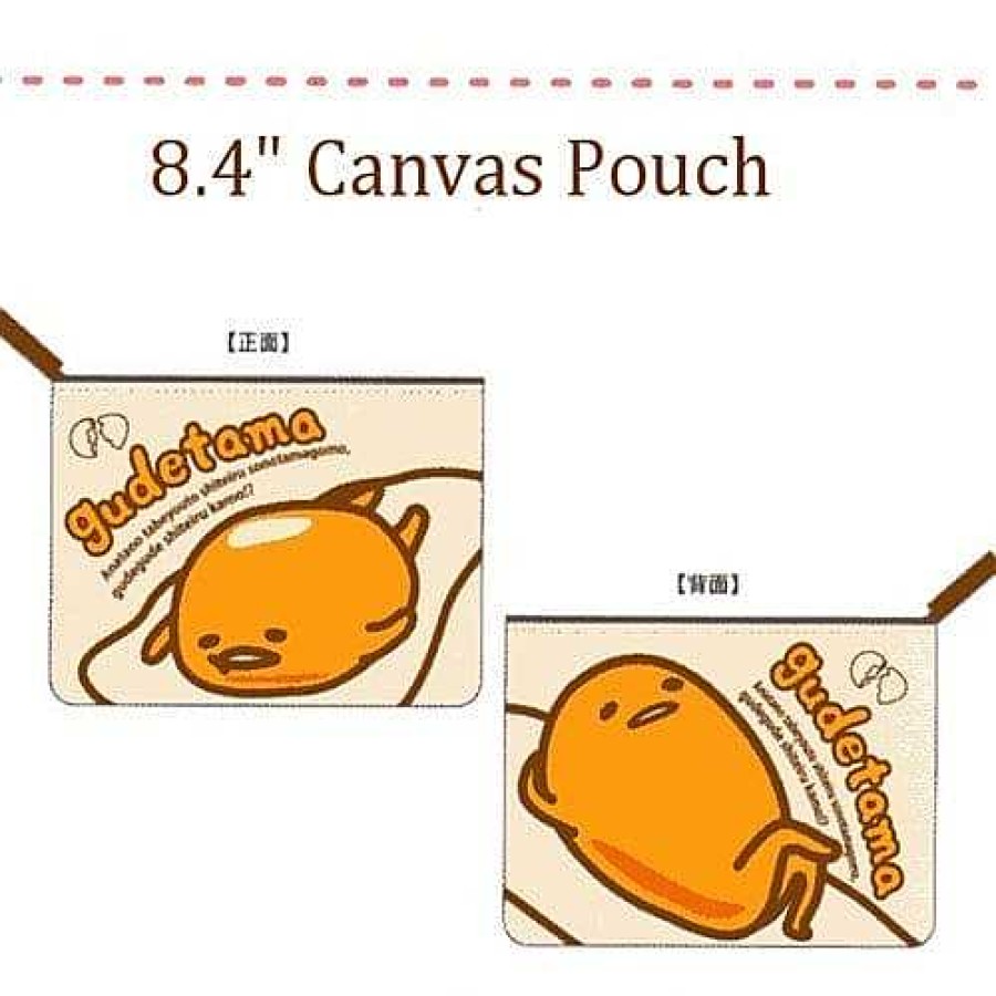 Styles Kawaii Import Pen Pouches | Sanrio Japan Gudetama Lazy Egg 8.3" Canvas Pouch