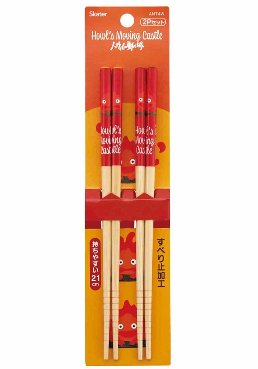 Homegoods Clever Idiots | Calcifer Howl'S Moving Castle 2-Piece Bamboo Chopstick Set