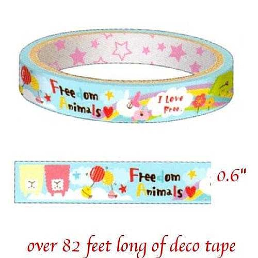 Stationery Kawaii Import Washi & Deco Tape | Crux Freedom Animals Decorated Tape