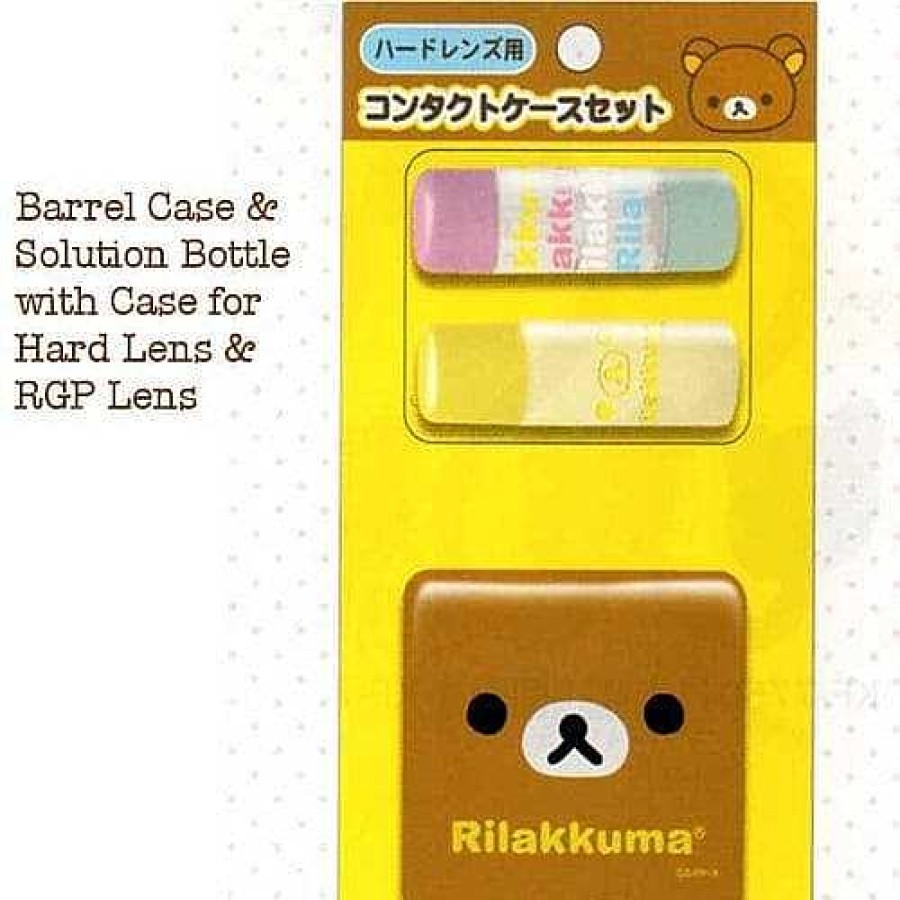 Homegoods Kawaii Import | San-X Rilakkuma Hard Contact Lens Holder, Travel Solution Bottle & Case Set: Face