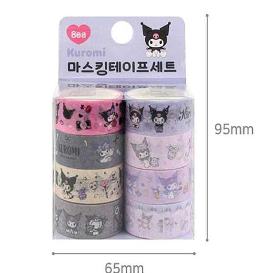 Stationery BeeCrazee Sanrio Stickers & Washi | Sanrio Kuromi Masking Tapes - 8 Piece Set