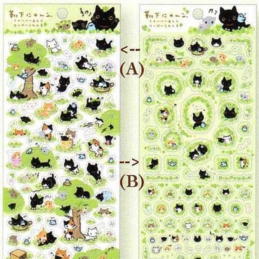 Stationery Kawaii Import San-X Stickers & Washi | San-X Kutusita Nyanko Clovers Plastic Stickers