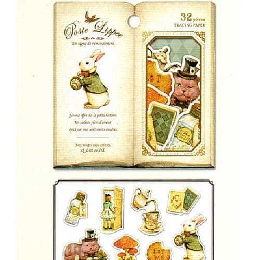 Stationery Kawaii Import Sticker Flakes | Q-Lia Poste Lippe 32-Piece Sticker Sack: Alice Wonderland