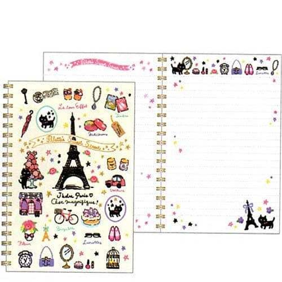 Stationery Kawaii Import Spiral Notebooks | San-X Sweet Street B6 Spiral Notebook: Eiffle Tower