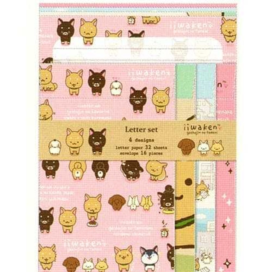 Stationery Kawaii Import Letter Sets | San-X Iiwaken Shiba Inu Quad Letter Set: Pink